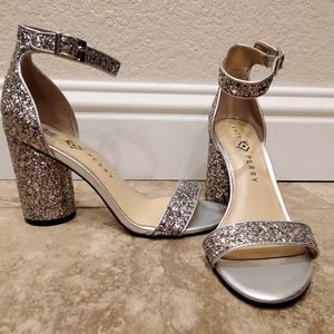 Katy Perry silver glitter heels